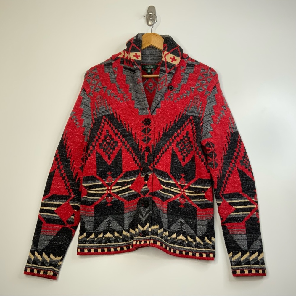 Ralph Lauren Cardigan Southwestern Aztec Vintage Small Sweater. Western, Navajo.